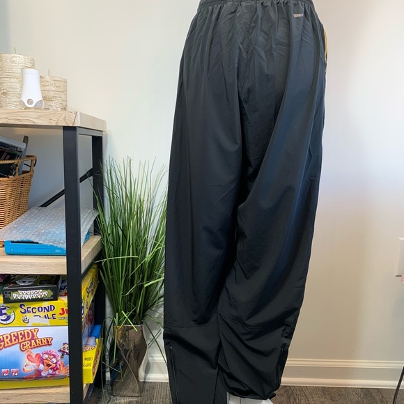 Nike Black Pant Yellow Stripes L drawstring elastic waist zipper pockets & legs - Picture 2 of 8